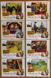c383 GUN FURY 8 movie lobby cards '53 3-D, Rock Hudson, Donna Reed
