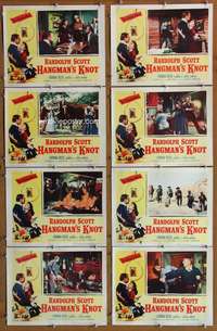 c395 HANGMAN'S KNOT 8 movie lobby cards '52 Randolph Scott, Donna Reed