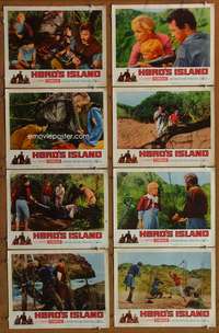 c413 HERO'S ISLAND 8 movie lobby cards '62 James Mason, Neville Brand