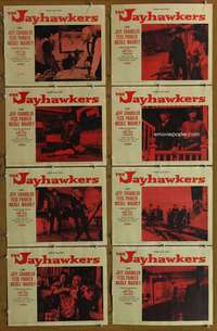 c472 JAYHAWKERS 8 movie lobby cards '59 Jeff Chandler, Fess Parker
