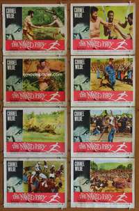 c581 NAKED PREY 8 movie lobby cards '65 Cornel Wilde in Africa!