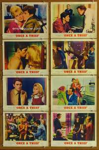 c606 ONCE A THIEF 8 movie lobby cards '65 Ann-Margret, Alain Delon