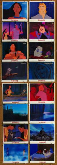 c004 POCAHONTAS 16 movie lobby cards '95 Walt Disney, Native Americans!