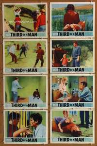 c812 THIRD OF A MAN 8 movie lobby cards '62 James Drury, schizophrenia!