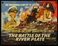 d401 BATTLE OF THE RIVER PLATE English half-sheet movie poster '56 Powell