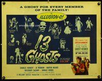 d369 13 GHOSTS style B half-sheet movie poster '60 William Castle, horror!
