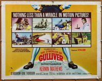 d370 3 WORLDS OF GULLIVER half-sheet movie poster '60 Ray Harryhausen