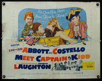 d374 ABBOTT & COSTELLO MEET CAPTAIN KIDD half-sheet movie poster '53