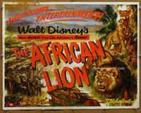 d381 AFRICAN LION half-sheet movie poster '55 Walt Disney jungle safari!