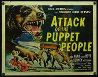 d395 ATTACK OF THE PUPPET PEOPLE half-sheet movie poster '58 great image!