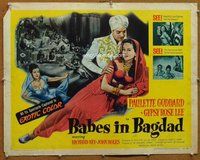 d396 BABES IN BAGDAD half-sheet movie poster '52 Goddard, Gypsy Rose Lee