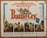 d400 BATTLE CRY half-sheet movie poster '55 Van Heflin, Tab Hunter, WWII