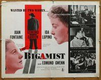 d418 BIGAMIST half-sheet movie poster '53 Fontaine, O'Brien, Ida Lupino