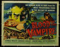 d421 BLOOD OF THE VAMPIRE half-sheet movie poster '58 history of horror!