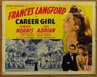 d442 CAREER GIRL half-sheet movie poster '44 pretty Frances Langford!