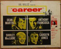 d441 CAREER style B half-sheet movie poster '59 Dean Martin, MacLaine