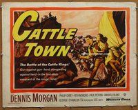 d444 CATTLE TOWN half-sheet movie poster '52 Dennis Morgan, Philip Carey