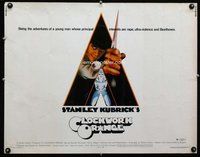 d448 CLOCKWORK ORANGE half-sheet movie poster '72 Stanley Kubrick classic!