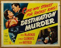 d472 DESTINATION MURDER style A half-sheet movie poster '50 crime film noir!