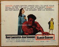 d486 ELMER GANTRY style A half-sheet movie poster '60 Lancaster, Simmons
