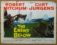 d488 ENEMY BELOW half-sheet movie poster '58 Robert Mitchum, Dick Powell