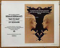 d493 FACE TO FACE half-sheet movie poster '76 Ingmar Bergman, Ullmann