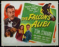d496 FALCON'S ALIBI style B half-sheet movie poster '46 Tom Conway