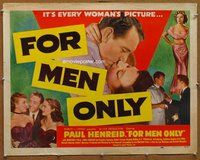 d504 FOR MEN ONLY half-sheet movie poster '52 Paul Henried, Margaret Field