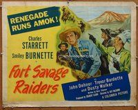 d506 FORT SAVAGE RAIDERS half-sheet movie poster '51 Starrett, Durango Kid!