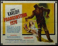 d509 FRANKENSTEIN 1970 half-sheet movie poster '58 Boris Karloff, horror!