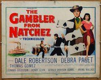 d518 GAMBLER FROM NATCHEZ half-sheet movie poster '54 Dale Robertson, Paget