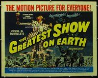 d527 GREATEST SHOW ON EARTH half-sheet movie poster R60 DeMille, Heston