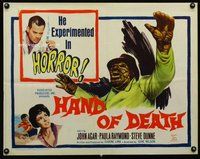 d529 HAND OF DEATH half-sheet movie poster '62 DOOM was in his grasp!