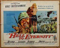 d535 HELL TO ETERNITY half-sheet movie poster '60 Jeffrey Hunter, WWII
