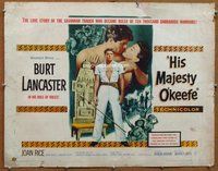 d540 HIS MAJESTY O'KEEFE half-sheet movie poster '53 Burt Lancaster