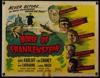 d544 HOUSE OF FRANKENSTEIN half-sheet movie poster R50 Karloff, Chaney
