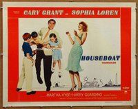 d545 HOUSEBOAT style A half-sheet movie poster '58 Cary Grant, Sophia Loren