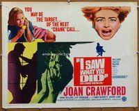 d548 I SAW WHAT YOU DID half-sheet movie poster '65 Joan Crawford, Castle