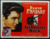 d016 JAILHOUSE ROCK half-sheet movie poster '57 classic Elvis image!
