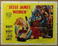 d564 JESSE JAMES' WOMEN half-sheet movie poster '54 classic catfight image