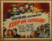 d566 KEEP 'EM SLUGGING half-sheet movie poster '43 Dead End Kids, Shemp