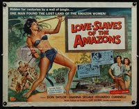 d588 LOVE-SLAVES OF THE AMAZONS half-sheet movie poster '57 sexy natives!