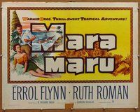 d592 MARA MARU half-sheet movie poster '52 Errol Flynn, Ruth Roman