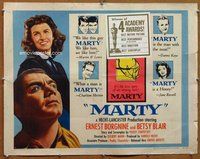 d596 MARTY style B half-sheet movie poster '55 Delbert Mann, Borgnine