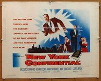 d615 NEW YORK CONFIDENTIAL half-sheet movie poster '55 Broderick Crawford