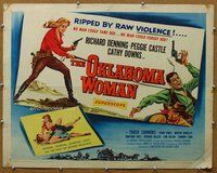 d621 OKLAHOMA WOMAN half-sheet movie poster '56 AIP western bad girl!