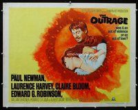d624 OUTRAGE half-sheet movie poster '64 Paul Newman, Laurence Harvey