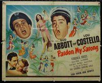 d625 PARDON MY SARONG half-sheet movie poster '42 Abbott & Costello!