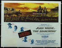 d012 SEARCHERS half-sheet movie poster '56 John Wayne, John Ford classic