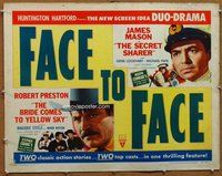 d492 FACE TO FACE style B half-sheet movie poster '52 James Mason, Preston